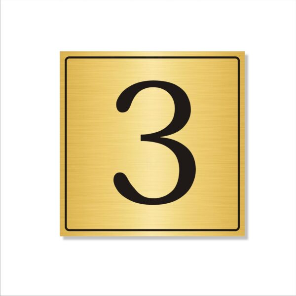 Number 3 Gold Color Acrylic Sign Board Large 18 x 18 inches 3mm Thickness Pack of 1 | Multi Purpose Boards for Arranging Blocks, Towers, Office Sections, Warehouse, Godowns etc