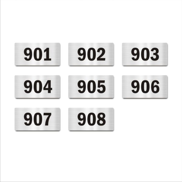 Nineth Floor Eight Door Numbers Silver 2mm thickness 4 x 2 inches Acrylic Board Pack of 8