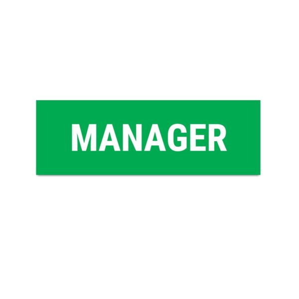 Manager Sign Board Green Color Sticker | Pack of 3 |12 x 4 inches