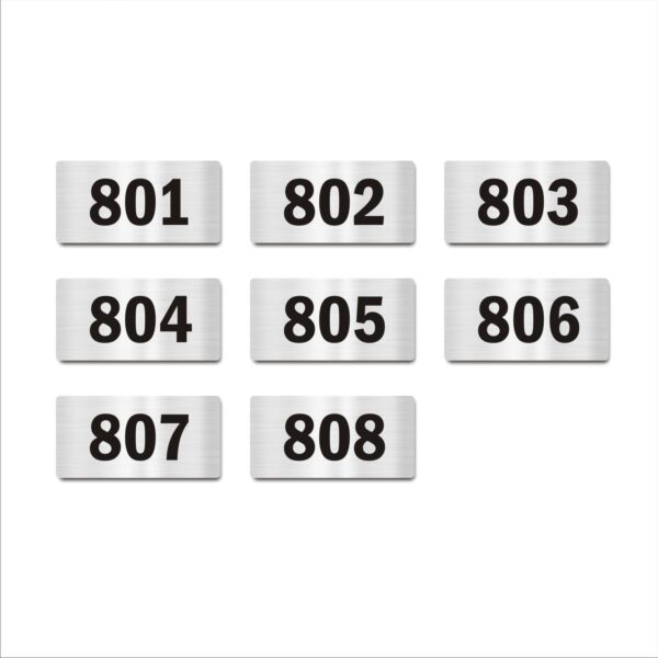 Eighth Floor Eight Door Numbers Silver 2mm thickness 4 x 2 inches Acrylic Board Pack of 8