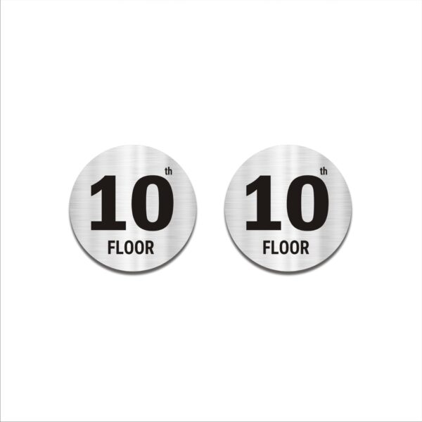 Round Tenth Floor Acrylic Sign Board Silver Colour 2mm thickness 6x6 Inches Pack of 2