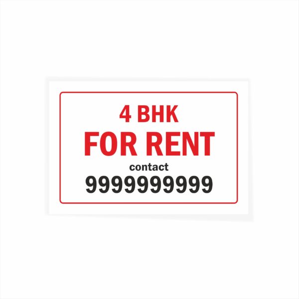 4 BHK for Rent Cloth Banner 3 x 2 feet Waterproof, Long Durable Latex Printed Signage for Houses, Flats, Apartments Pack of 2 Pieces | Mindcraftz