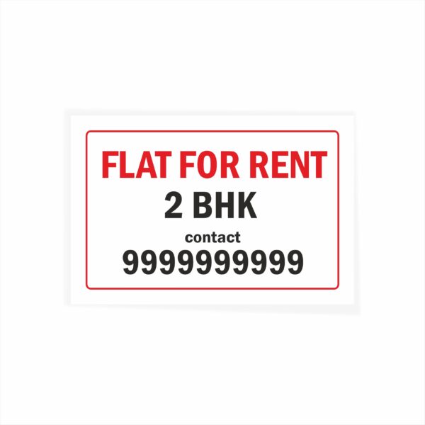 Flat for Rent 2 BHK Cloth Banner 3 x 2 feet Waterproof, Long Durable Latex Printed Signage for Flats, Apartments, Home. Pack of 2 Pieces | Mindcraftz