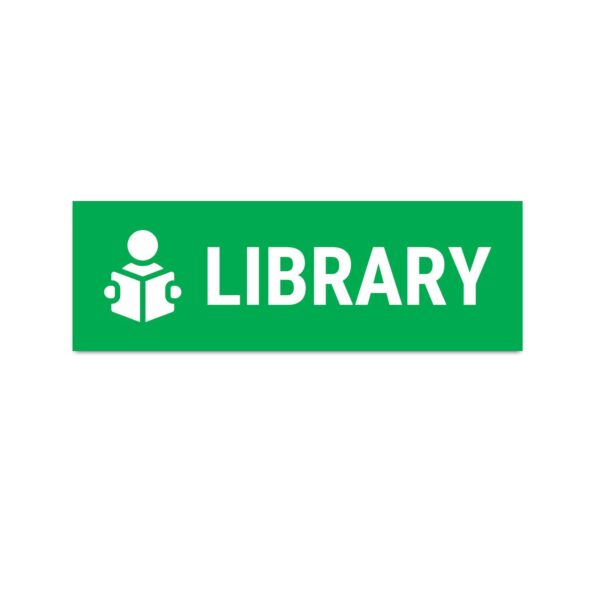 Library Sign Board Green Color Sticker | Pack of 3 |12 x 4 inches