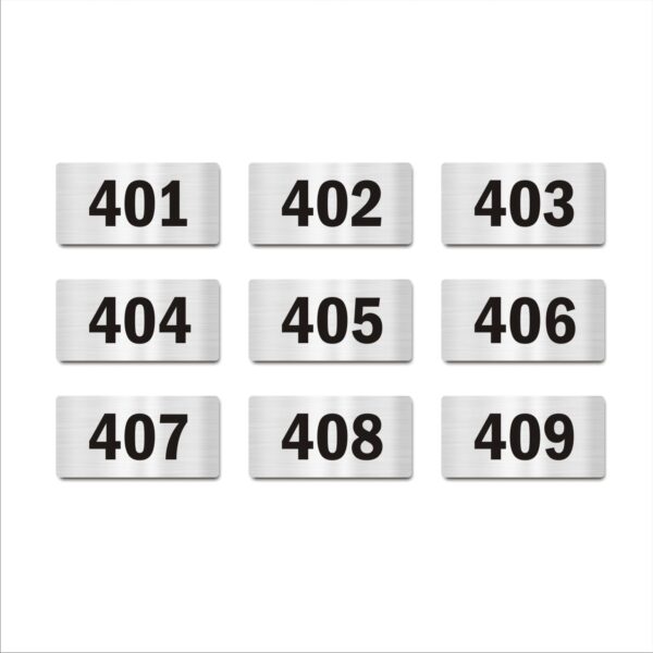 Fourth Floor Nine Door Numbers Silver 2mm thickness 4 x 2 inches Acrylic Board Pack of 9