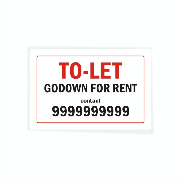 TO LET Godown For Rent Cloth Banner 3 x 2 feet Waterproof, Long Durable Latex Printed Signage for Home, Flats. Pack of 2 Pieces | Mindcraftz