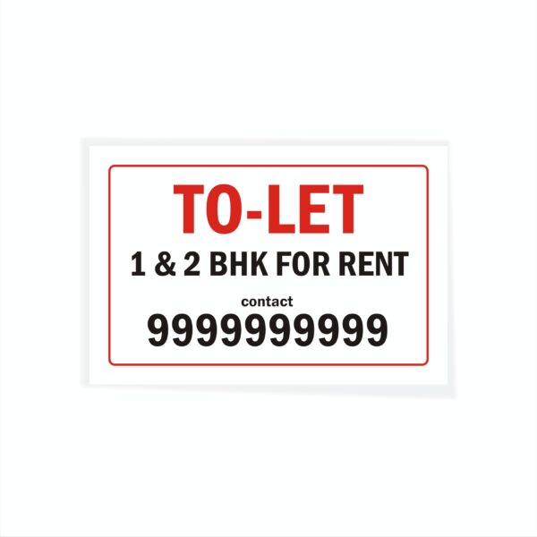 TO LET 1 & 2 BHK For Rent Cloth Banner 3 x 2 feet Waterproof, Long Durable Latex Printed Signage for Home, Flats. Pack of 2 Pieces | Mindcraftz
