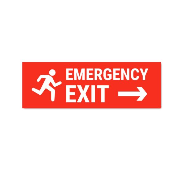 Emergency Exit Sign Board Sticker Red Color | Pack of 3 | 12 x 4 inches