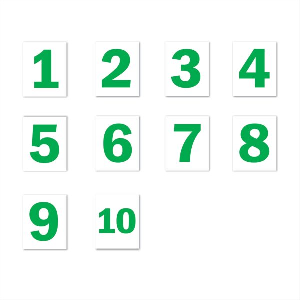 Seriel Number 1 to 10White Green color Small Size | Pack fo 10