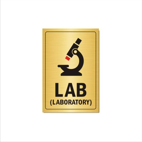 LAB Laboratory Acrylic Signboard Self Adhesive Gold color 12x8 Inches 2mm thick Suitable for hospital, Clincs, healthcare Office, labs, etc. Pack of 1 | Mindcraftz
