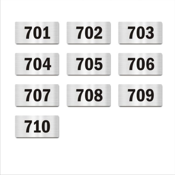Seventh Floor Ten Door Numbers Silver 2mm thickness 4 x 2 inches Acrylic Board Pack of 10