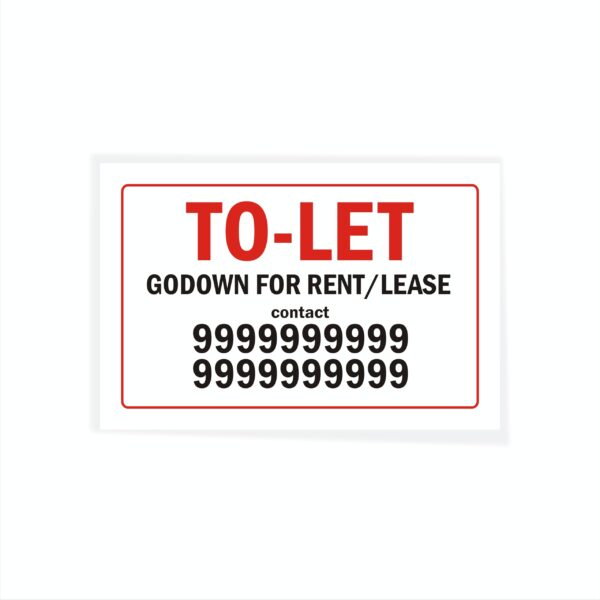 TO LET Godown For Rent/Lease Cloth Banner 3 x 2 feet Waterproof, Long Durable Latex Printed Signage for Home, Flats. Pack of 2 Pieces | Mindcraftz