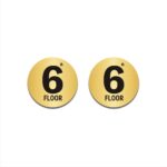 Round Sixth Floor Acrylic Sign Board Gold Colour 2mm thickness 6x6 Inches Pack of 2