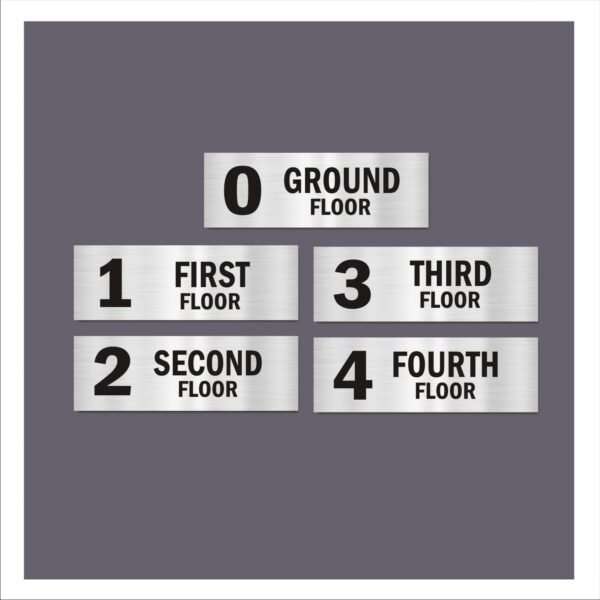 Floor 1 to 4 Sign Board Silver Color for Lift Lobby Stair case