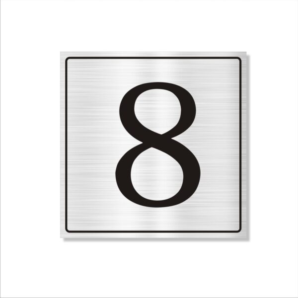 Number 8 Silver Color Acrylic Sign Board Large 18 x 18 inches 3mm Thickness Pack of 1 | Multi Purpose Boards for Arranging Blocks, Towers, Office Sections, Warehouse, Godowns etc