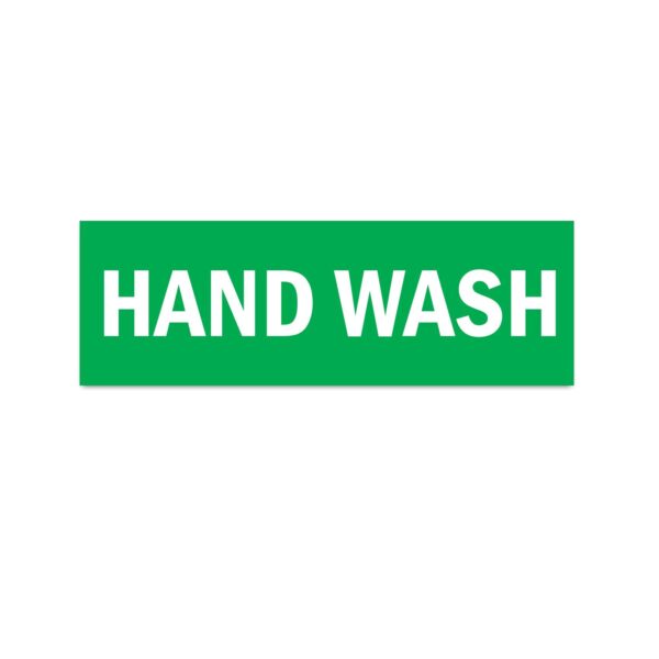 Handwash Sign Sticker Green Color | Pack of 3 | 12 x 4 inches
