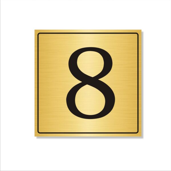 Number 8 Gold Color Acrylic Sign Board Large 18 x 18 inches 3mm Thickness Pack of 1 | Multi Purpose Boards for Arranging Blocks, Towers, Office Sections, Warehouse, Godowns etc
