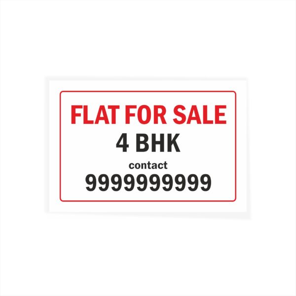 Flat for Sale 4 BHK Cloth Banner 3 x 2 feet Waterproof, Long Durable Latex Printed Signage for Flats, Apartments, Home. Pack of 2 Pieces | Mindcraftz