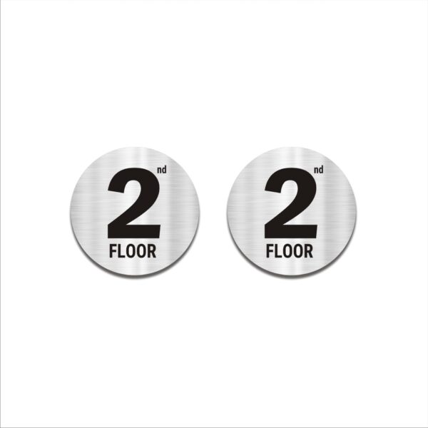 Round Second Floor Acrylic Sign Board Silver Colour 2mm thickness 6x6 Inches Pack of 2