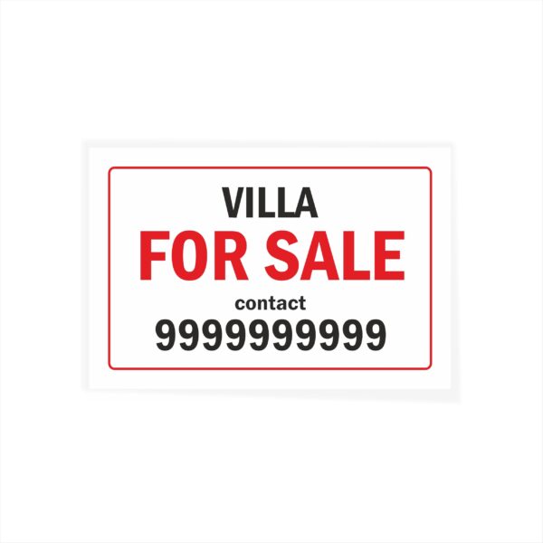 Villa for Sale Cloth Banner 3 x 2 feet Waterproof, Long Durable Latex Printed Signage for Villas, Home, Flats. Pack of 2 Pieces | Mindcraftz
