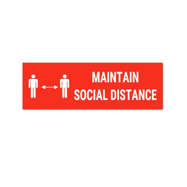 Maintain Social Distance Sign Board Sticker Red Color | Pack of 3 | 12 x 4 inches