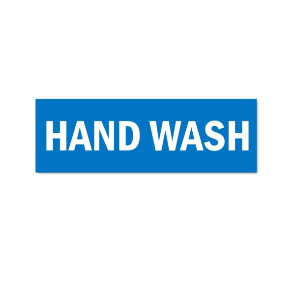 Hand Wash Sign Sticker Blue Color | Pack of 3 | 12 x 4 inches
