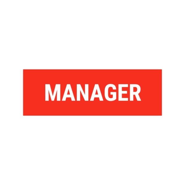 Manager Sign Board Red Color Sticker | Pack of 3 |12 x 4 inches