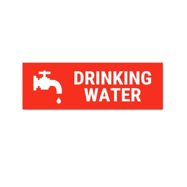 Drinking Water Sign Board Sticker Red Color | Pack of 3 | 12 x 4 inches