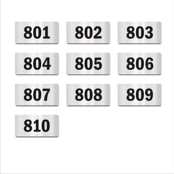 Eighth Floor Ten Door Numbers Silver 2mm thickness 4 x 2 inches Acrylic Board Pack of 10