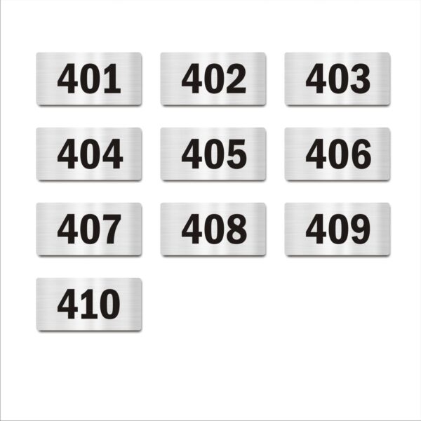 Fourth Floor Ten Door Numbers Silver 2mm thickness 4 x 2 inches Acrylic Board Pack of 10