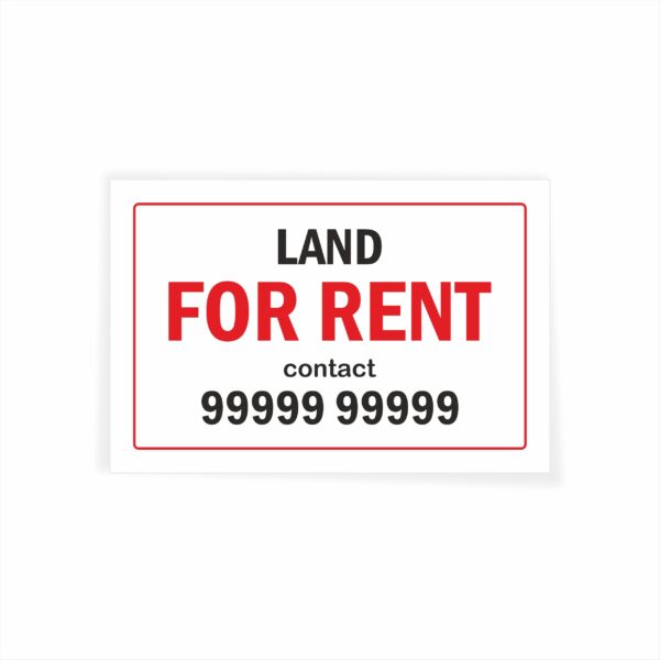 Land for Rent Cloth Banner 3 x 2 feet Waterproof, Long Durable Latex Printed Signage for Sites, Plot Pack of 2 Pieces | Mindcraftz