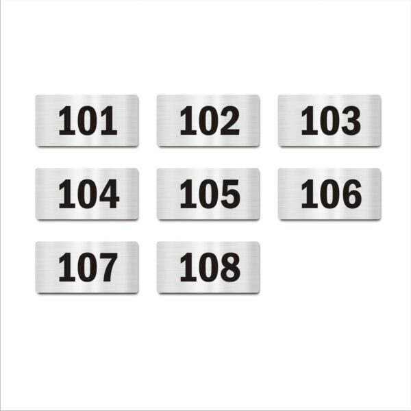 First Floor Eight Door Numbers Silver 2mm thickness 4 x 2 inches Acrylic Board Pack of 8