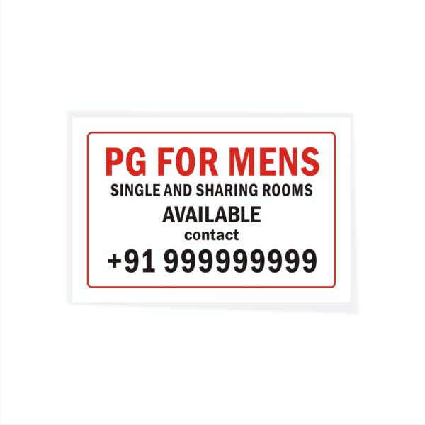 PG For Mens Single and Sharing Rooms Available Cloth Banner 3 x 2 feet Waterproof, Long Durable Latex Printed Signage for Paying Guests Pack of 2 Pieces | Mindcraftz