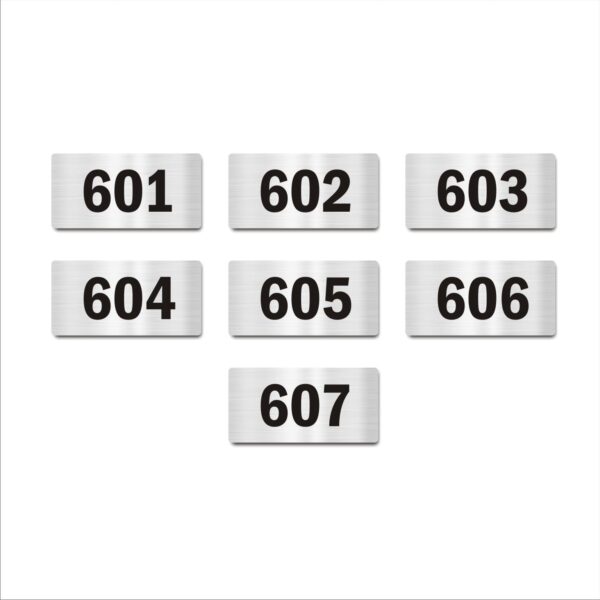 Sixth Floor Seven Door Numbers Silver 2mm thickness 4 x 2 inches Acrylic Board Pack of 7