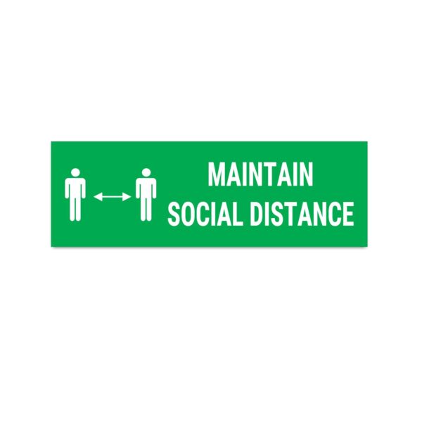 Maintain Social Distance Sign Board Sticker Green Color | Pack of 3 | 12 x 4 inches