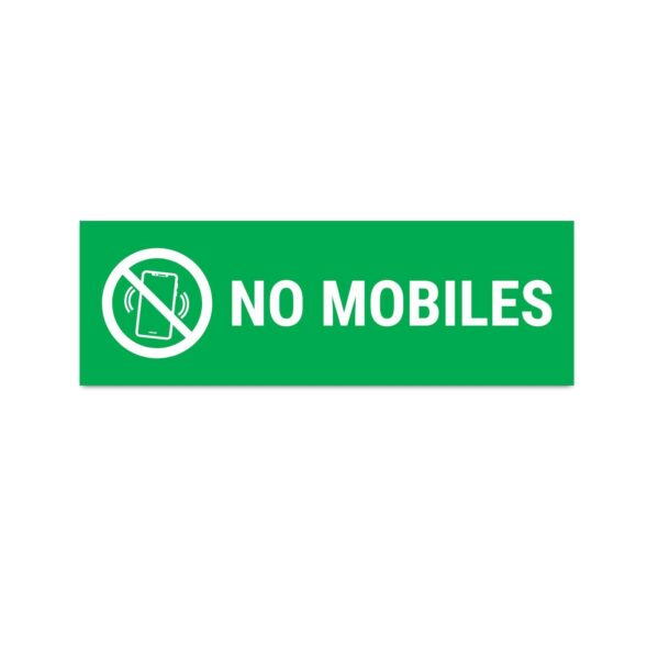 No Mobile Sign Board Green Color Pack of 3 | 12 x 4 inches