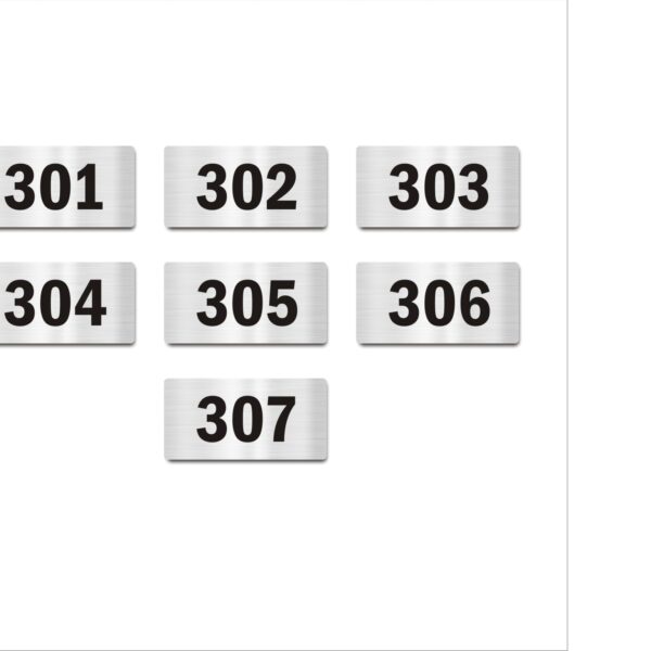 Third Floor Seven Door Numbers Silver 2mm thickness 4 x 2 inches Acrylic Board Pack of 7