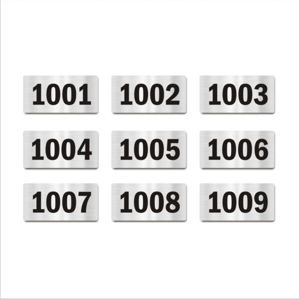 Door Numbers 1001 to 1009 Acrylic Board Medium Silver Color 2mm Thick 6 x 3 Inches Pack of 9 Suitable for Tenth Floor Buildings, Flats, Apartments, Racks, Shelfs for Arranging | Mindcraftz