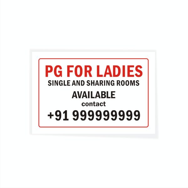 PG For Ladies Single and Sharing Rooms Available Cloth Banner 3 x 2 feet Waterproof, Long Durable Latex Printed Signage for Paying Guests Pack of 2 Pieces | Mindcraftz