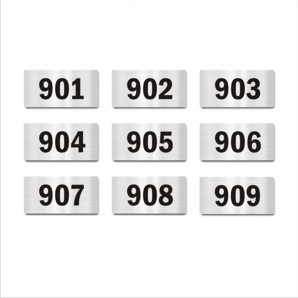 Nineth Floor Nine Door Numbers Silver 2mm thickness 4 x 2 inches Acrylic Board Pack of 9