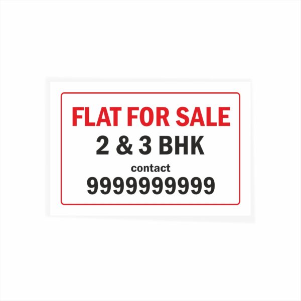 Flat for Sale 2&3 BHK Combo Cloth Banner 3 x 2 feet Waterproof, Long Durable Latex Printed Signage for Flats, Apartments, Home. Pack of 2 Pieces | Mindcraftz