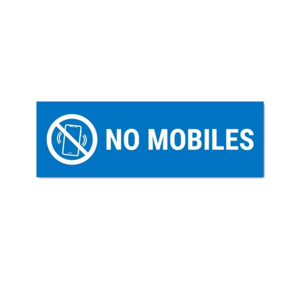 No Mobile Sign Board Blue Color Pack of 3 | 12 x 4 inches