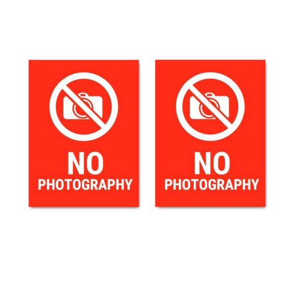 No Photography Sign Board Red color Sticker | Pack of 2 | 8 x 6 inches