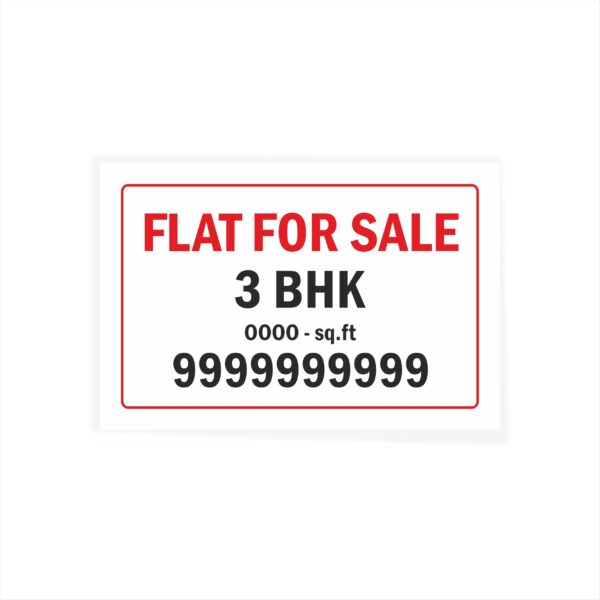 Flat for Sale 3 BHK with Square feet Cloth Banner 3 x 2 feet Waterproof, Long Durable Latex Printed Signage for Flats, Apartments, Home. Pack of 2 Pieces | Mindcraftz