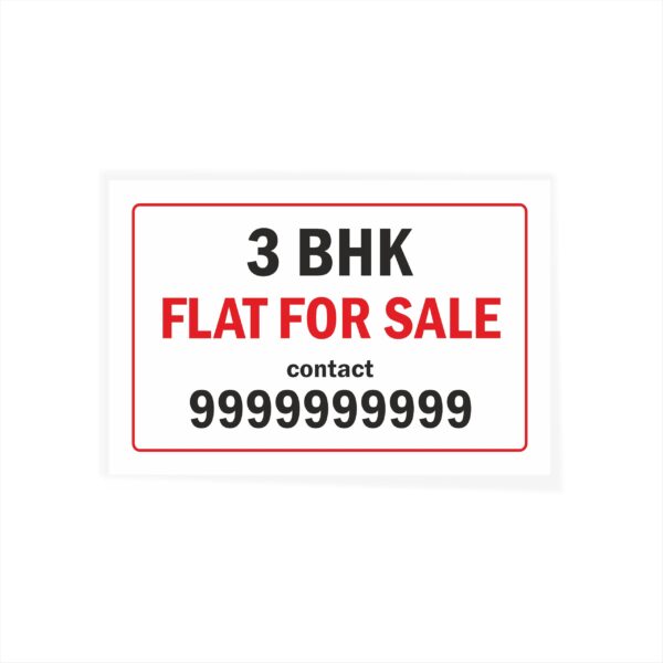 3 BHK Flat for Sale Cloth Banner 3 x 2 feet Waterproof, Long Durable Latex Printed Signage for Flats, Apartments, Home. Pack of 2 Pieces | Mindcraftz