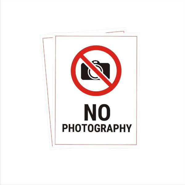 No Photography Sign Board Printed Sticker Pack of 2 | 6 x 8 inches
