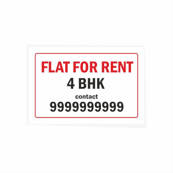 Flat for Rent 4 BHK Cloth Banner 3 x 2 feet Waterproof, Long Durable Latex Printed Signage for Flats, Apartments, Home. Pack of 2 Pieces | Mindcraftz