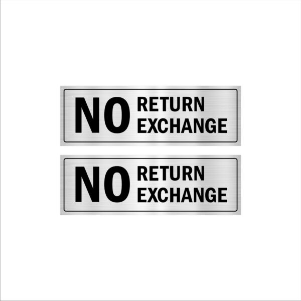 No Return No Exchange Acrylic Sign Board Silver Color for Shops, retails, Merchants, showrooms 12 x 4 Inches Pack of 2|Mindcraftz