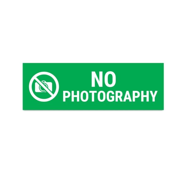 No Photography Sign Board Green Color Pack of 3 | 12 x 4 inches