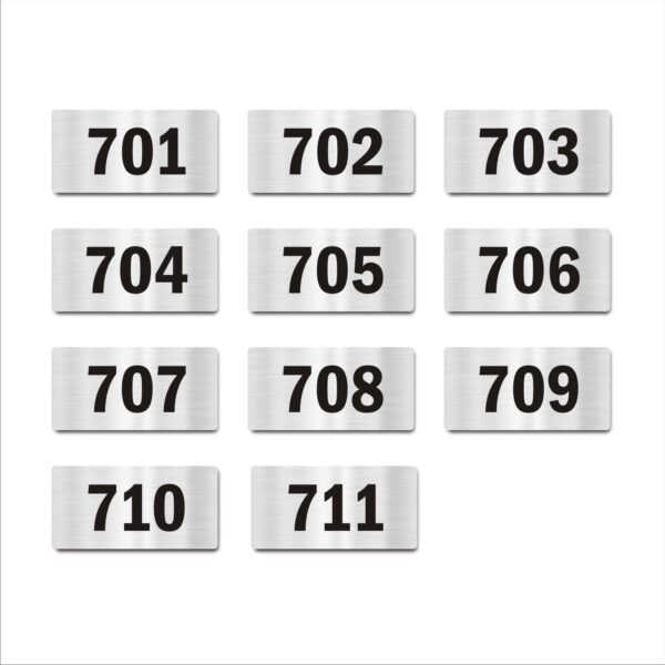 Door Numbers 701 to 711 Acrylic Board Medium Silver Color 2mm Thick 6 x 3 Inches Pack of 11 Suitable for Seventh Floor Buildings, Flats, Apartments, Racks, Shelfs for Arranging | Mindcraftz